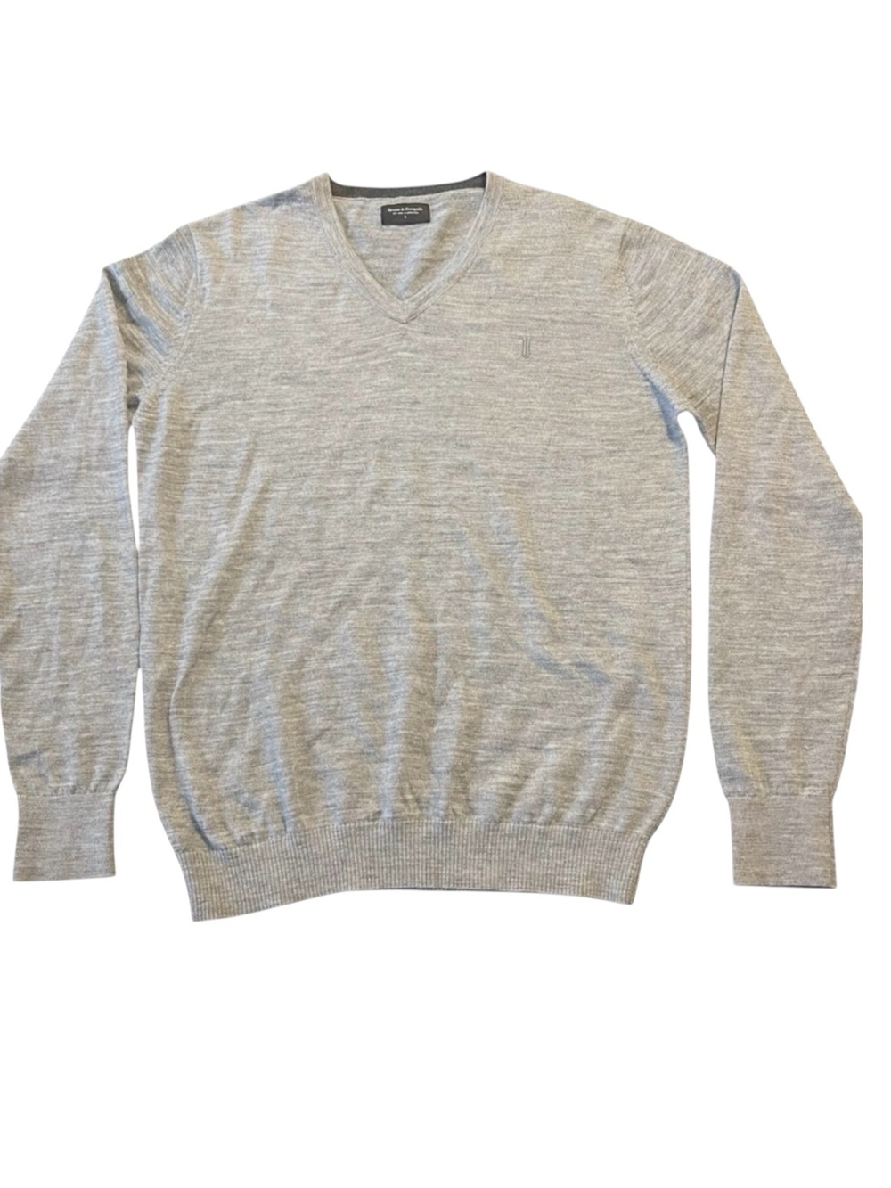 Bruun & Stengade Grey Wool Blend Uranus V-Neck Knitwear Sweater (M/L)